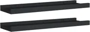 "vidaXL Wall-Mounted Display Ledge Shelves in Black - MDF Material, Ideal for Living Room, Bedroom, or Office Space"