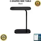 Sarantino Beveled Edge C-Shaped Coffee Side Table Contemporary Style Metal Frame