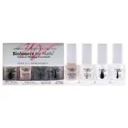BioSource Natural Therapy Essentials Kit by BioSource for Women - 4 Pc Kit 0.4 oz Pure Therapy, 0.4 oz Nude Cover, 0.4 oz Strengthening Base Coat, 0.4 oz Brilliant Top Coat