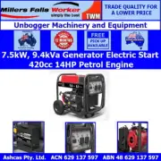 Millers Falls TWM 7.5kW, 9.4kVa Generator 420cc 14HP Electric Start Petrol