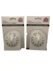 2X Long Ring Metal Bell Kitchen Cooking Timer 60 Min Analog Mechanical Alarm New