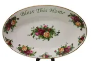 Royal Albert Old Country Roses Bless This Home Platter 12" NEW IN THE BOX