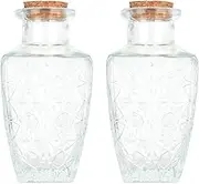 Magic Season Decorative Glass Bottles with Cork Stopper (230 ml Diamond Cut Bottles / 2 Pcs)