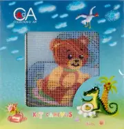 DIY Collection D'Art Teddy Bear Needlepoint Beginner Kids Kit 4" x 4"