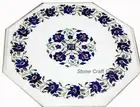 18" Marble corner Side Table Top Inlay Pietra dura Floral work Home Decor