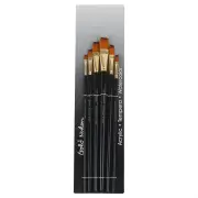 6pce Long Handle Flat Tip Paint Brushes, Acrylic, Watercolour, Tempera Artist Set Reusable