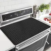 LOPNUR Electric Stove Cover for Stove Top, 30"x21" Silicone Stove Mat for Glass Top Stove Cover, Heat Resistant Induction Cooktop Protector, Non-Slip Kitchen Glass Cooktop Protector, Black
