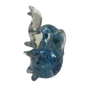 Millefiori Elephant Art Glass Paperweight Sculpture Hand Blown Glass Blue 4.5 T