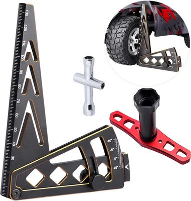 Aluminum Metal RC Car Camber Gauge Height Gauge Wheel Wrench for 1/8 1/10 Scale