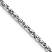 [JewelryWeb] 10k Solid White Gold 1.3mm Sparkle Cut Cable Chain Necklace 56 Centimeters Chain-Necklace for Women and Men