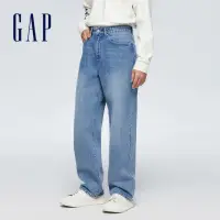 在飛比找momo購物網優惠-【GAP】男裝 Logo印花寬鬆牛仔褲-淺藍色(889520