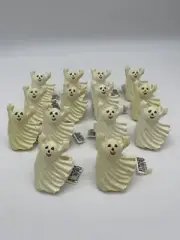 (14) Vintage Halloween Resin Ghost Napkin Rings Holders, NOS