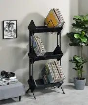 Musiea 3 Tier Vinyl Record Holder, LP Storage Shelf, Record Storage Rack Black
