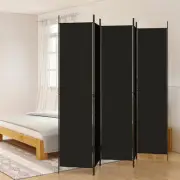 5 Panel Black Fabric Room Divider 250x220 cm Privacy Screen Home Decor