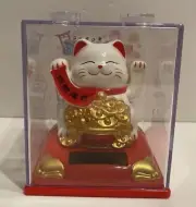 Solar Powered Maneki Neko Welcoming Lucky Hands Waving Fortune Cat-fortune Pot