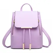 Nevenka Fashion PU Leather Women Backpack Anti-theft Travel Bag-Taro Purple