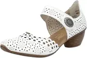 [Rieker] 43753 Mirjam Women's Mary Jane Heels - Low-Heel Leather Shoes with Adjustable Ankle Strap & Laser-Cut Design - Comfortable Women’s Heels for Casual & Dressy Wear
