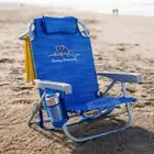 Tommy Bahama Backpack Cooler Chair Storage Pockets Beach Camping Blue
