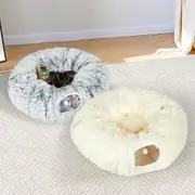 Pawz Cat Tunnel Bed Pet Round Donut Soft Mat Foldable Fluffy Plush Cat Play Tube