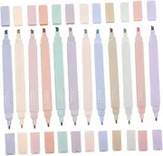 FUNOMOCYA 12pcs Double Headed Highlighter Pens Soft Tip Marker for Students Vibrant Writing Pens for School Note Taking and Office Use for Emphasizing Important Information