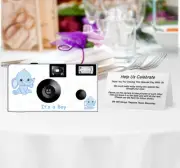 5 Elephant in Blue, Single Use Disposable Cameras, Baby Shower cameras (F51092)