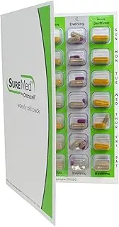 4 Times a Day Weekly XL Cold Seal Pharmacy Blister Pack System Cards for Pills -Two Piece Unit Dose Tri-Fold Booklet, Easy No Extra Equipment Needed (4X a Day Weekly - 6 Pack)