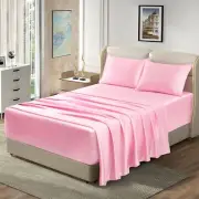 Homiest 4pcs Extra Deep Pocket Satin Sheets Queen Size Bed Set, 18-24 Inch De...
