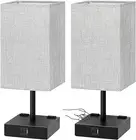 Bedside Table Lamps Set of 2 - Touch Nightstand Lamp for Bedroom with USB C+A Ch