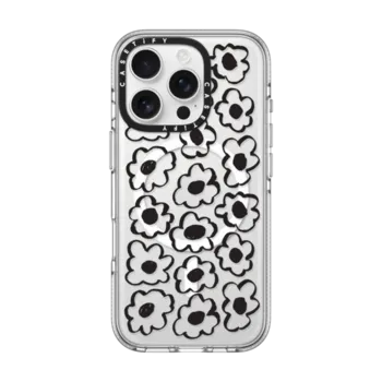 iPhone 16 Pro Impact Clear Case MagSafe Compatible Skribble Flower