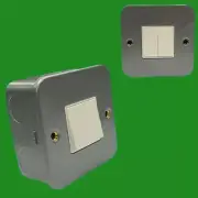 Double (2) Switch 2 Gang 2 Way 10AX Metal Clad Wall Mains Light switch, Back Box
