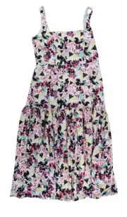 Aidan By Aidan Mattox Womens Dress Satin Floral-Print Midi Ruffle Multicolor 12M