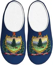 [EdWal] Vermont State Flag print Winter Warm Slippers Indoor Anti-skid Plush Slippers Relaxing at Home for Women Men