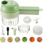 4 In 1 Vegetable Chopper Handheld Electric Vegetable Cutter Set Portable Wireless Garlic Mud Masher Garlic Press Slicer Set Multifunctional Electric Mini Food
