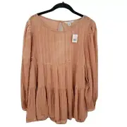 American eagle outfitters peasant blouse womens size small open back long sleeve