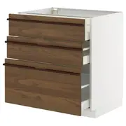 METOD / MAXIMERA base cabinet with 3 drawers, white/Stensta dark brown ash veneer, 80x60x80 cm