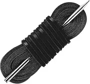 LolliBeads (TM 3mm Flat Genuine Leather Shoe Lace Strip Cord Braiding String with Lacing Needle Lacing Kits Black 2 Pcs (144 Inches/ 4 Yards)