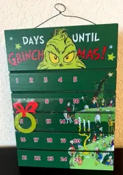 Dr.Seuss GRINCH..DAYS UNTIL GRINCHMAS MDF Wood COUNTDOWN ADVENT CALENDAR NEW