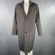 TED BAKER Size XXXL Black White Herringbone Wool Blend Coat