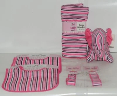 Baby Ganz Girl Pink Black White Stripped Matching Gift Set