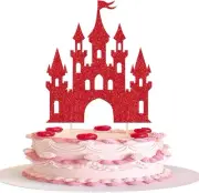 1 Pack Castle Cake Topper Princess Cake Topper Glitter Celebrating Princess