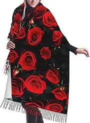 [DRTGEDS] Many Red Rose Scarfs For Women Fall Winter Scarves Pashmina Shawls And Wraps For All Season Christmas Gift