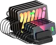 Alxum USB Fast Charging Station with Quick Charge 3.0, 60W 10 Port Charging Stand for Multiple Devices, Compatible with iPad, iPhone, Samsung Galaxy, Black