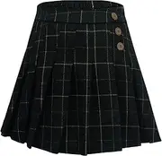 [KEOYA] Girls' Versatile Pleated Plaid Skirt Elastic Waist Uniform Skirt Tweed Short Skirt for Girls Suitable from 110-160cm