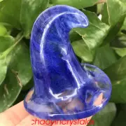 1x Synthetic blue melting wizard hat quartz crystal carved decor halloween gift