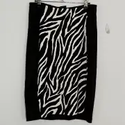 Chicos So Slimming Women Skirt Size 0 US Small Black Zebra Print Mob Wife Career
