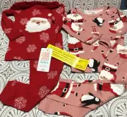 NWT Two Sets of Christmas Pajama’s 12 Months Carter’s Santa Penguin Snowflakes