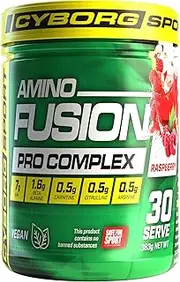 CYBORG SPORT- AMINO FUSION - Raspberry Flavour - 30 Serves -10.1g Amino Acids per serve - Intra-Workout Blend : EAA BCAA | Beta Alanine | Carnitine | L-Citrulline | Arginine - Performance and Recovery