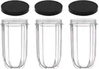 16Oz Cups 3 PACK Replacement Cups Bullet Blender Lids Included Extra Cups