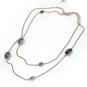 NWT DAVID YURMAN Oval Chatelaine Station Chain 36" Amethyst/Hematite Necklace