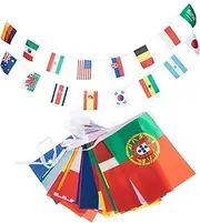 WHAMVOX 32 String top 32 Flags Decorations World Flag Banner Flags Pennant Banner Bunting Flags of The World Grand Opening Banner Flags for Room Teen Polyester Qatar Sports